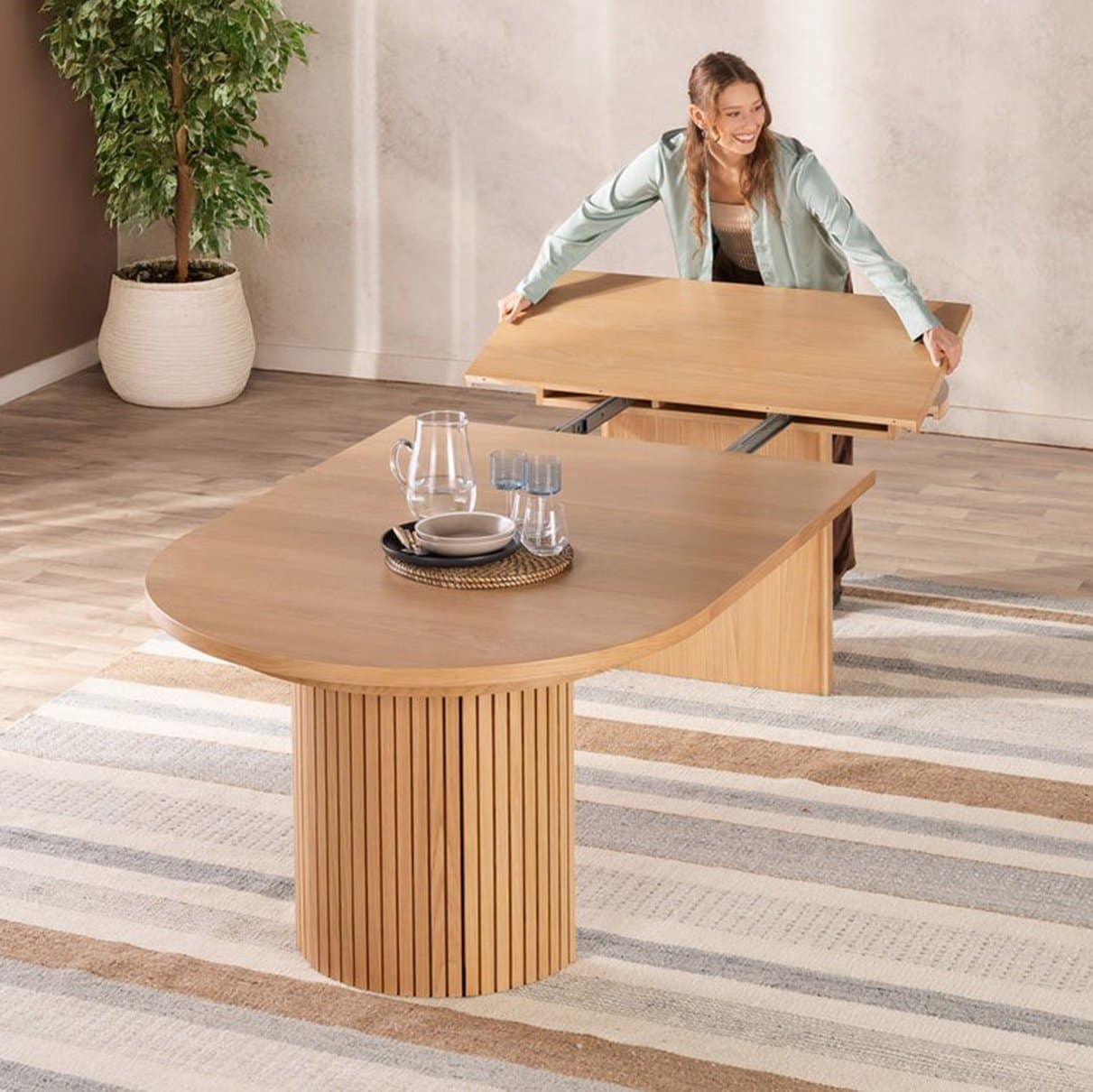 Mesa de Comedor Redonda Extensible - Hogar | Elvora